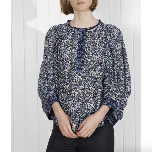 Apiece Apart Everlasting Blouse in Floral Navy - Picture 4 of 13